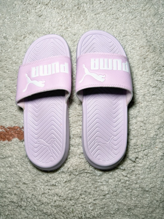 Puma Shoes - Puma Women's Slide Sandals in Pale Pink with White Logo 6.5
